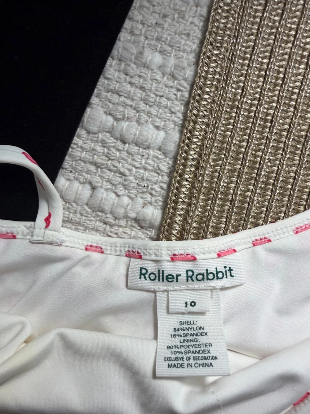 Roller Rabbit Girls Heart Print Ruffle One Piece Swimsuit White Pink Size 10